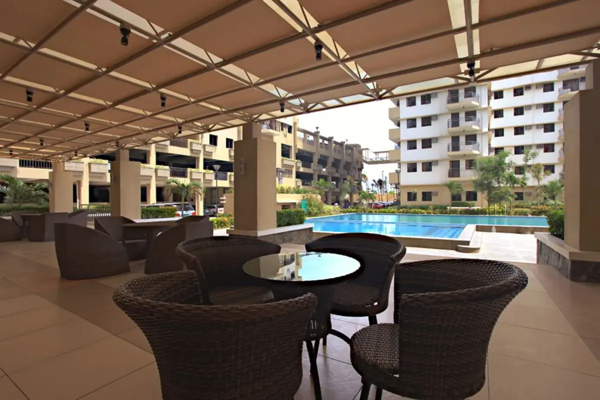 Poolside Lounge Area at Cypress Towers, DMCI condo amenity deck in Taguig City, actual photo