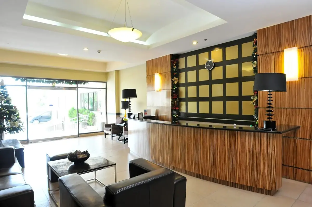 Reception Lobby at Cypress Towers, DMCI condo building lobby in Taguig City, actual photo