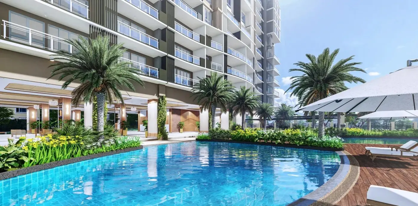 Leisure Pool at The Erin Heights amenity deck, DMCI Homes condo in Quezon City, architect's perspective